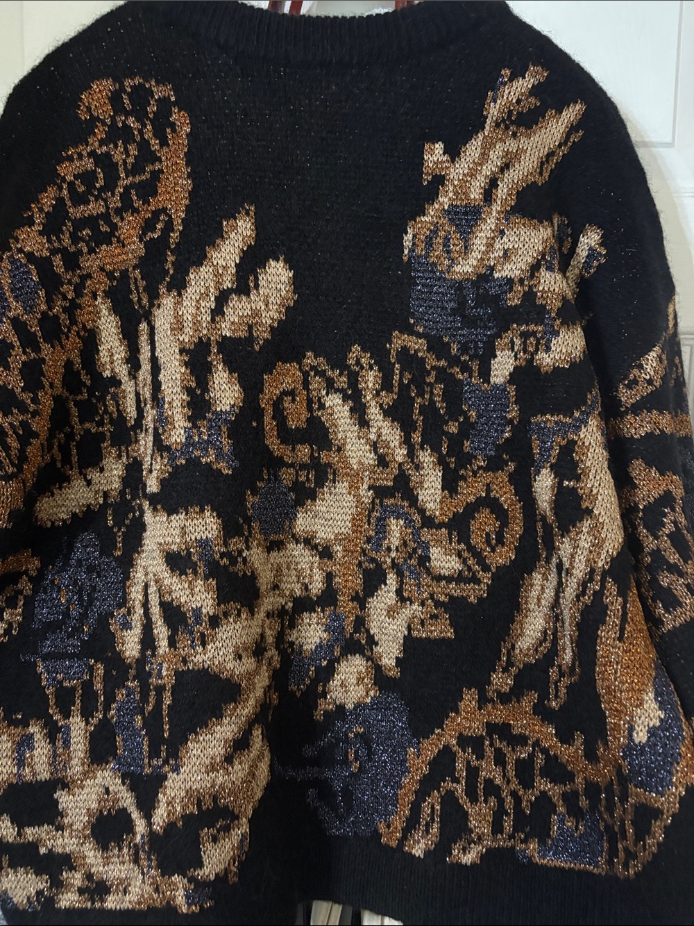 Sezane Irina Sweater Black With Black Jacquard Print - Size XXL - Picture 7 of 8